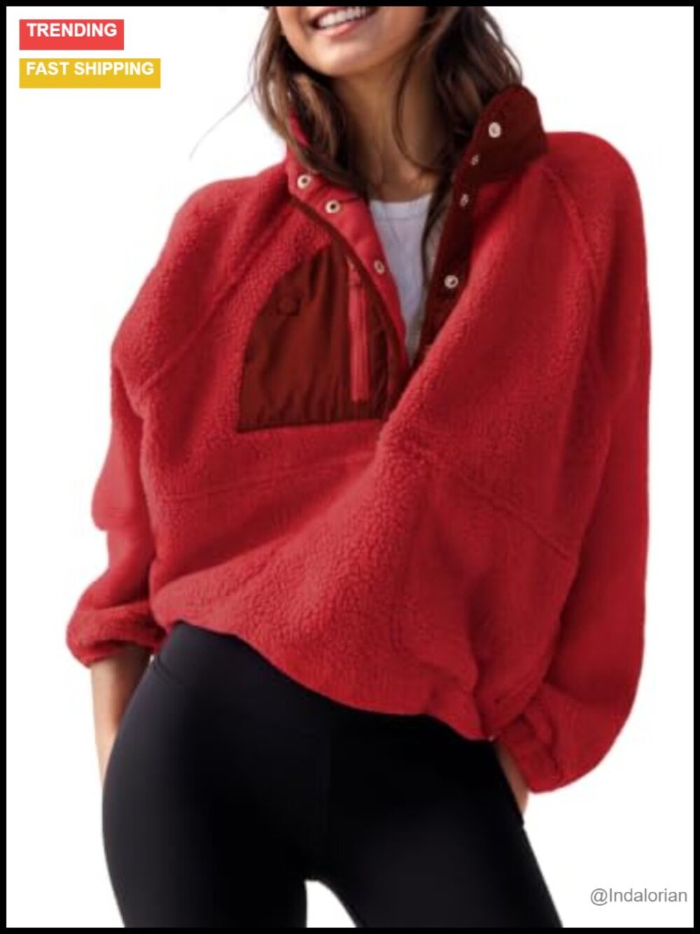 Lightweight Fleece Pullover Jacket Cropped Sherpa Fuzzy Sweatshirt Coat with